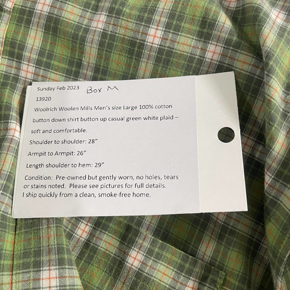Woolrich men's size large shirt button down short sleeve casual untucked tucked - Picture 12 of 14